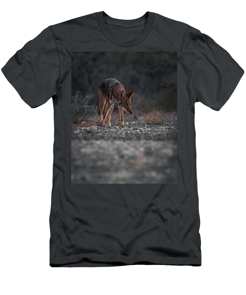 Pensive Coyote in a Desert Landscape Robert Harvey T-Shirt