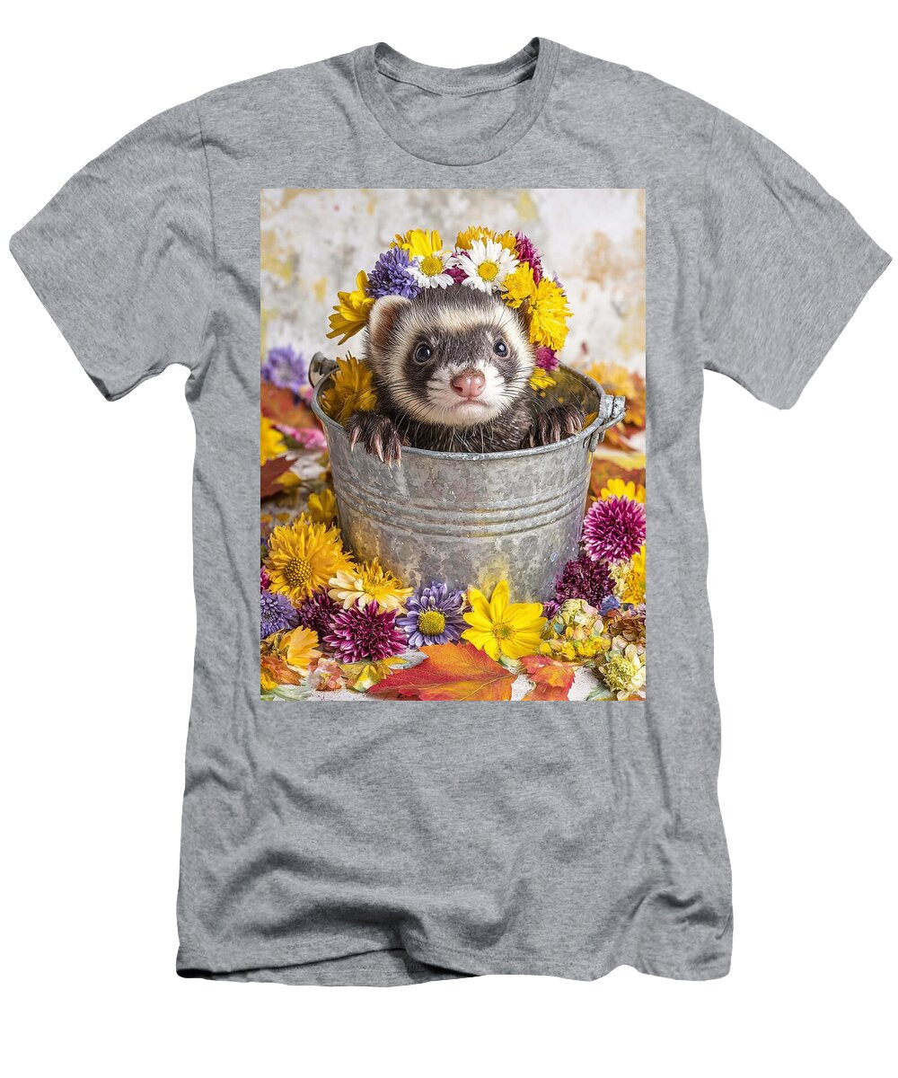 Pet Ferret Adorable Animal Ferret European Polecat Flower Crown Elmer Powers T-Shirt