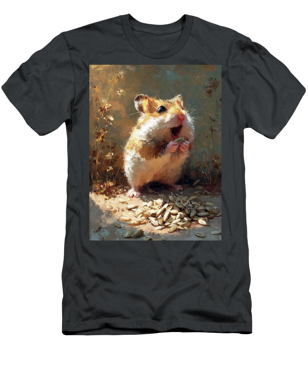 Pet Hamster in Sunlit Meadow Eating Seeds Jk T-Shirt