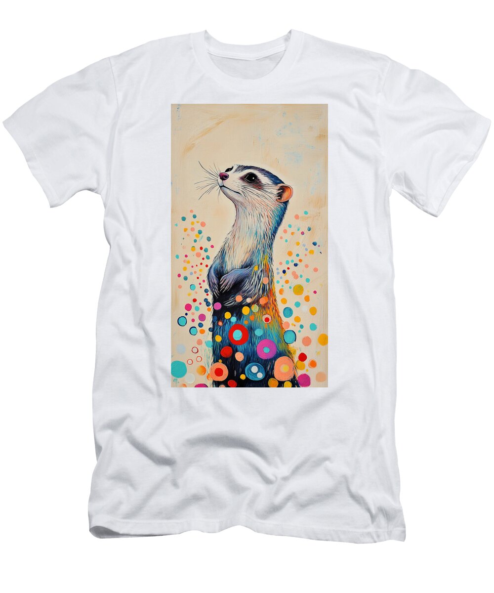 Playful Ferret Colorful Animal Portrait Lowell Harann T-Shirt