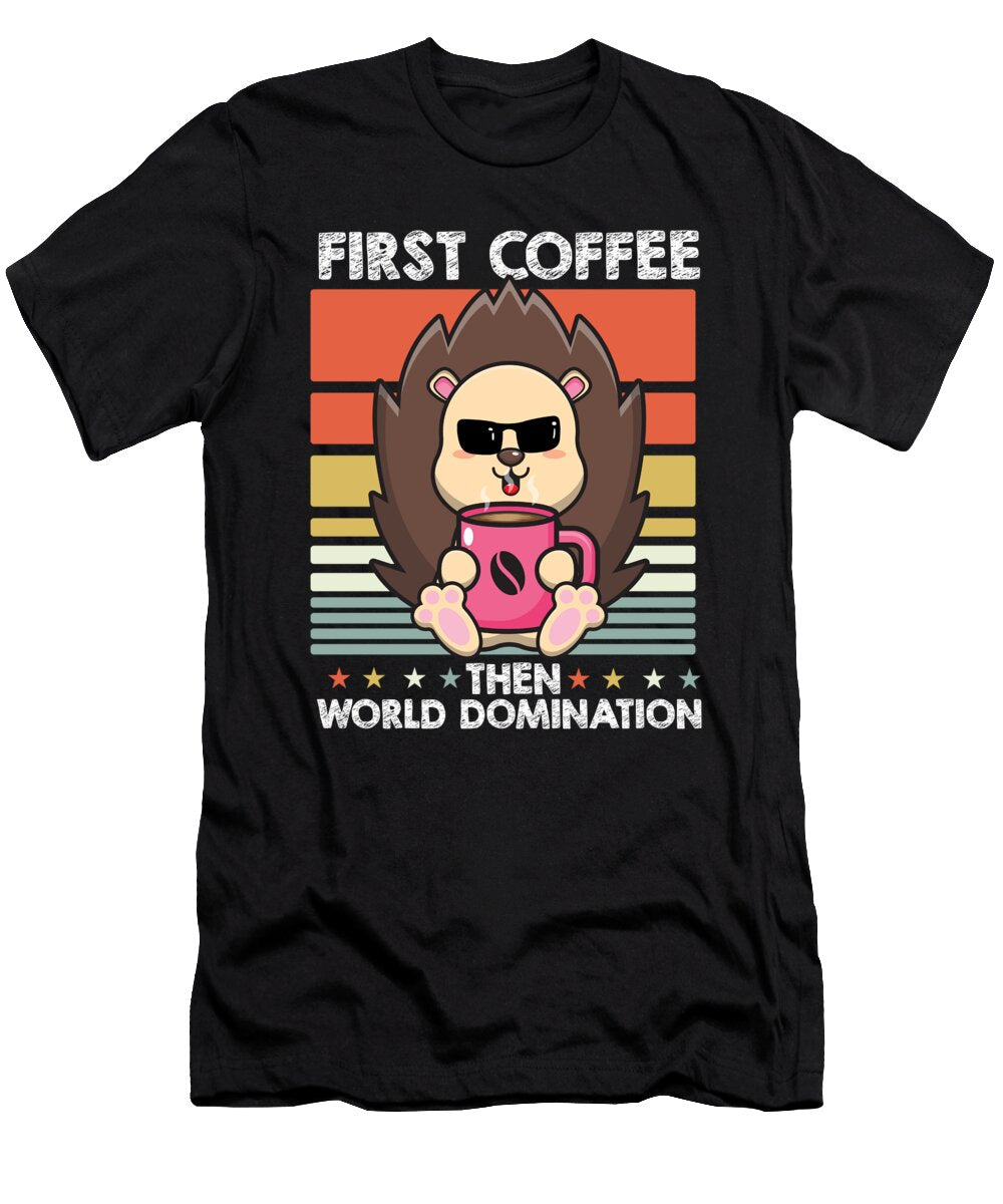Porcupine Coffee Sunglasses Wildlife Animal Porcupine Crazy Squirrel T-Shirt