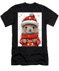 Porcupine Cute Hedgehog in Red Sweater and Christmas Hat Watercolor Painting Rhys Jacobson T-Shirt