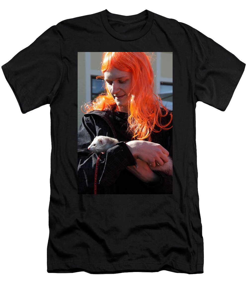 Portrait of a Young Man with Pet Ferret Intensivelight T-Shirt