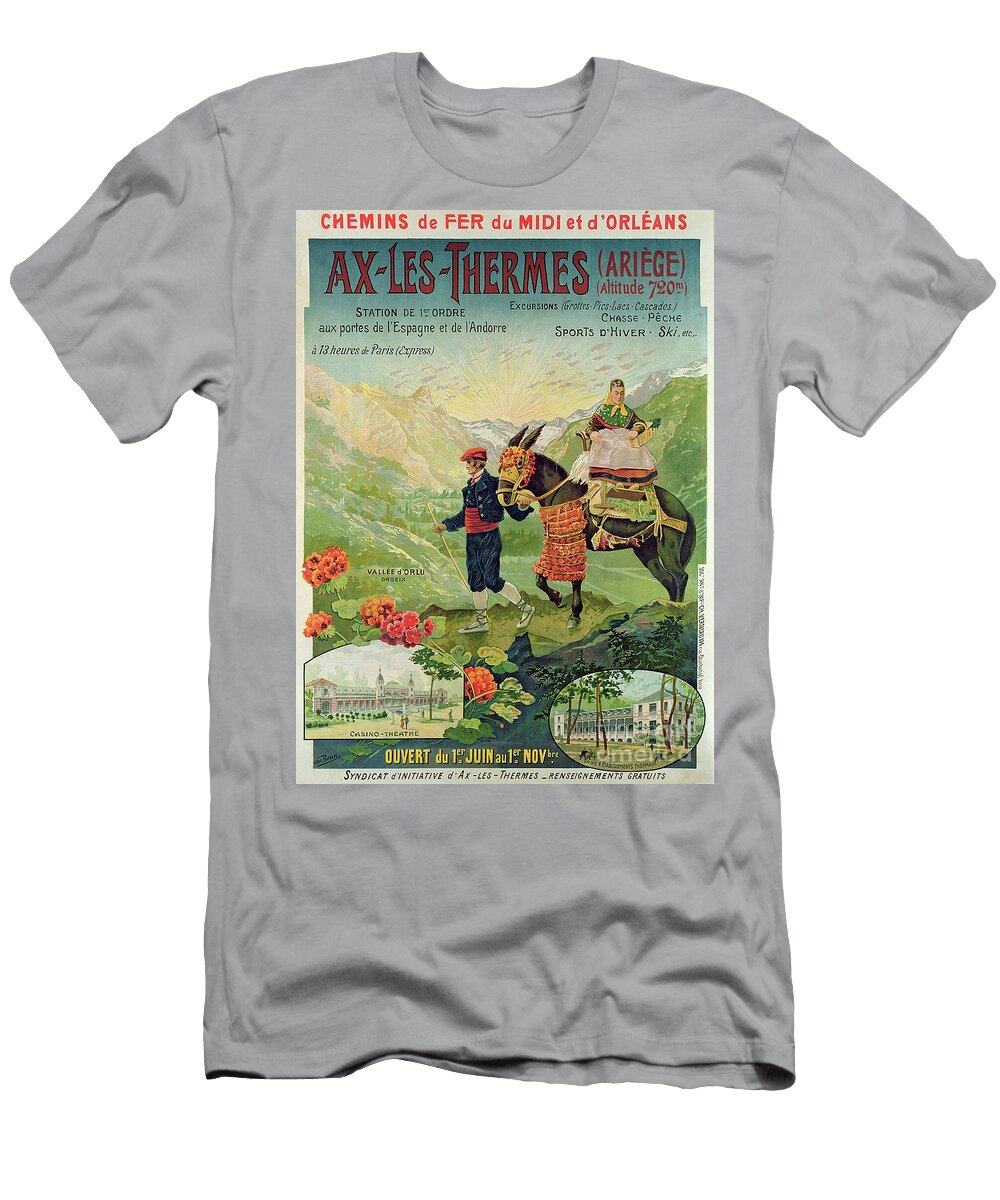 Poster Advertising the Ski Resort of Ax Les Thermes France C1900 French School T-Shirt