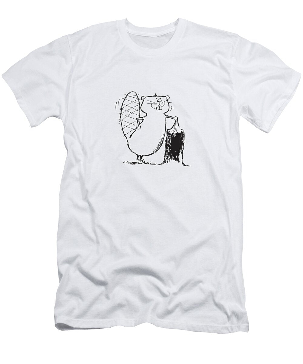 Proud Beaver with Tree Stump Csa Images T-Shirt