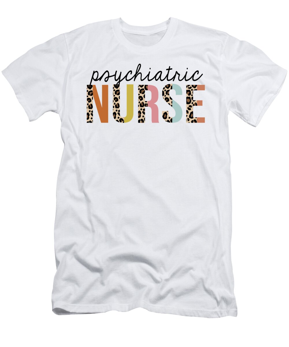 Psychiatric Nurse Leopard Print Registered Rn Nursing Appreciation Jensen Cena T-Shirt