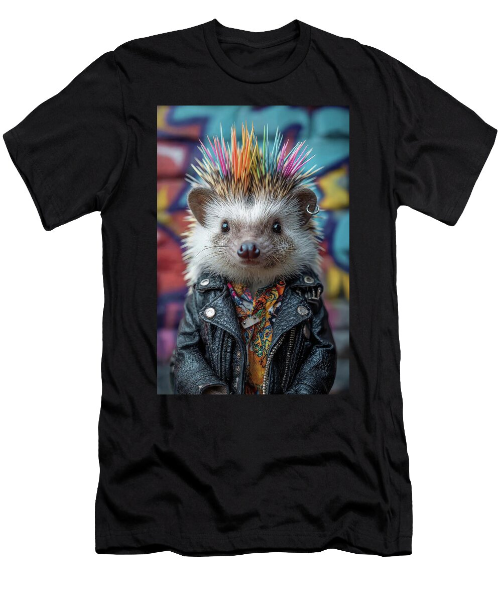 Punk Hedgehog Colorful Mohawk and Attitude Matthias Hauser T-Shirt