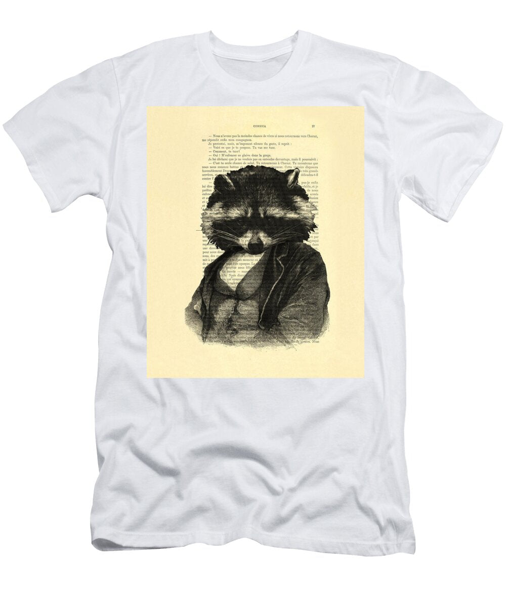 Raccoon Portrait Animals in Clothes Madame Memento T-Shirt