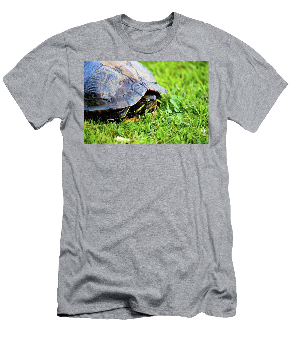 Red Eared Turtle in Shell Close Up Johan Ferret T-Shirt