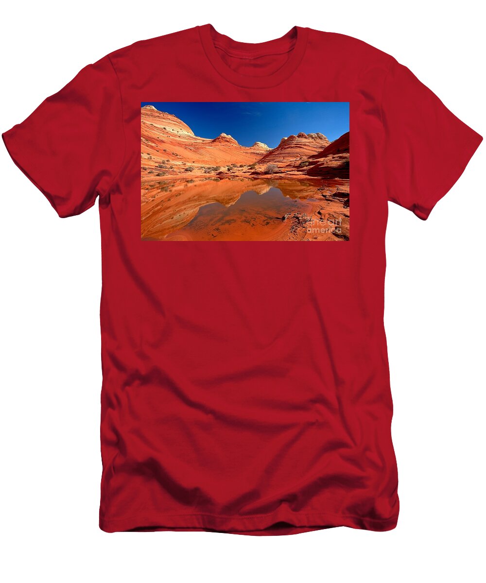 Reflections in the Red Rock Oasis Adam Jewell T-Shirt