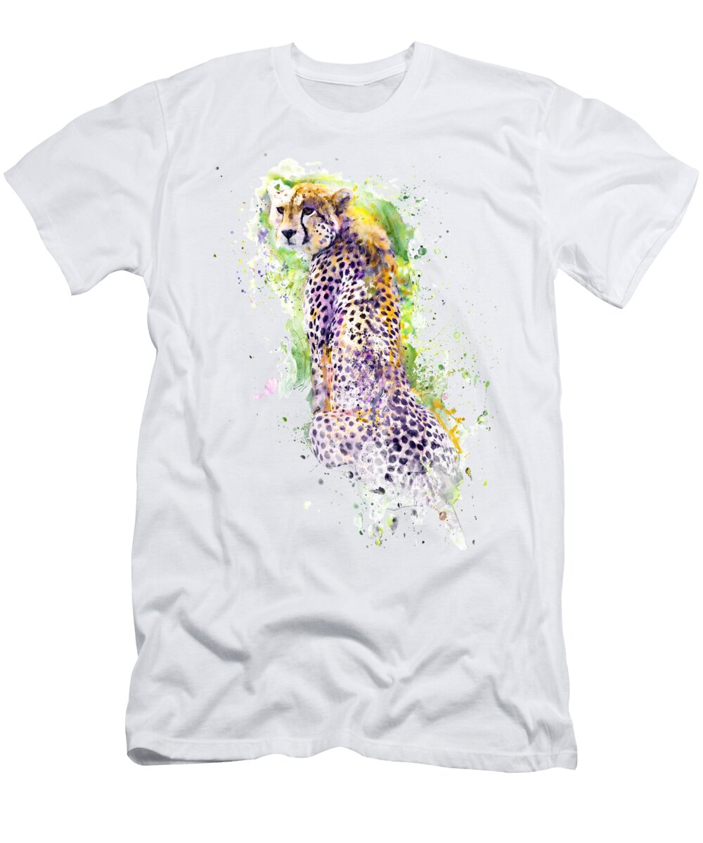 Resting Cheetah Watercolor Painting Marian Voicu T-Shirt