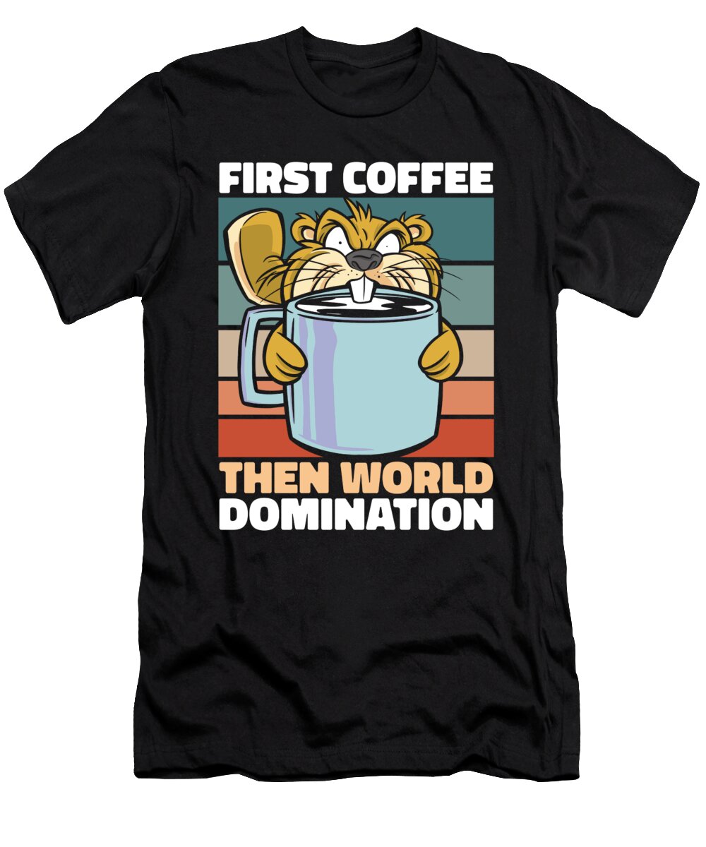 Retro Beaver Coffee Animal Creek Vintage Beaver Crazy Squirrel T-Shirt