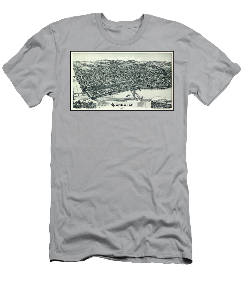 Rochester Pennsylvania Vintage Map Birds Eye View 1900 Carol Japp T-Shirt