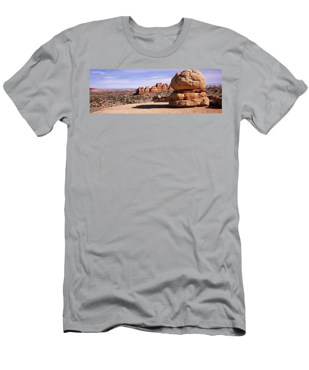 Rock Formations on an Arid Landscape Panoramic Images T-Shirt