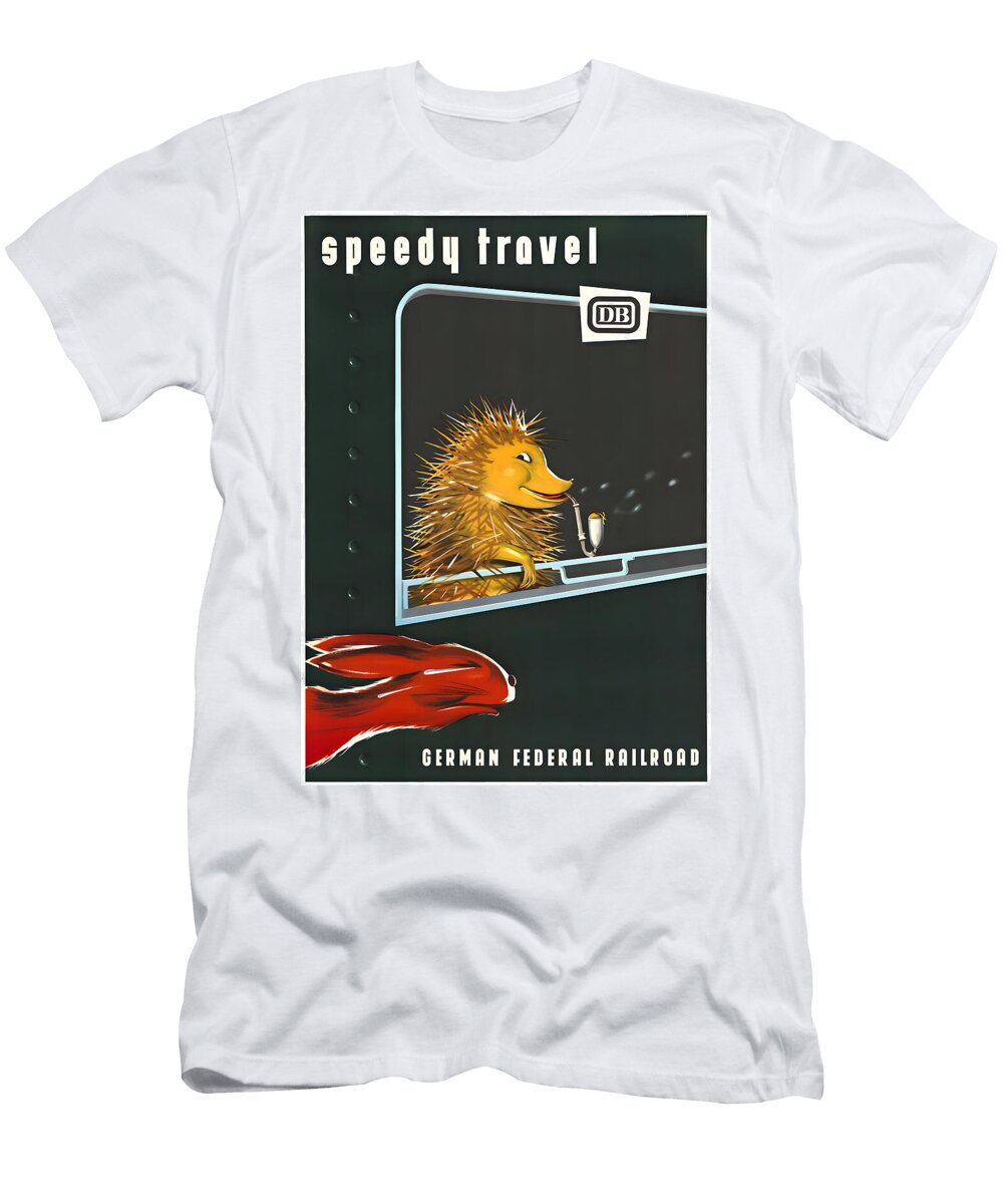 Rr546 German Federal Railroad Speedy Travel 1955 Vintage Railway Posters T-Shirt