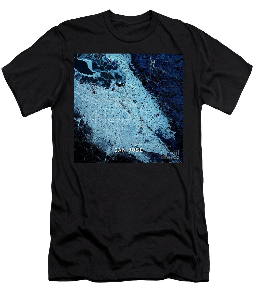 San Jose California 3d Render Map Blue Top View Mar 2019 Frank Ramspott T-Shirt