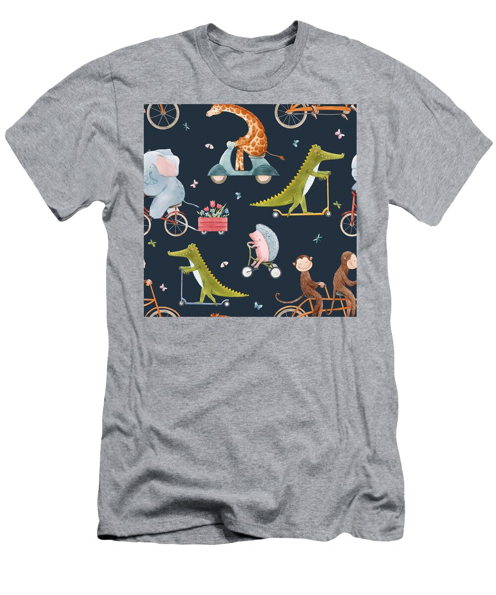 Seamless Pattern Cute Animals on Transport Julien T-Shirt