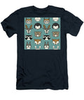 Seamless Pattern with Cute Woodland Animals on Light Blue Background Julien T-Shirt