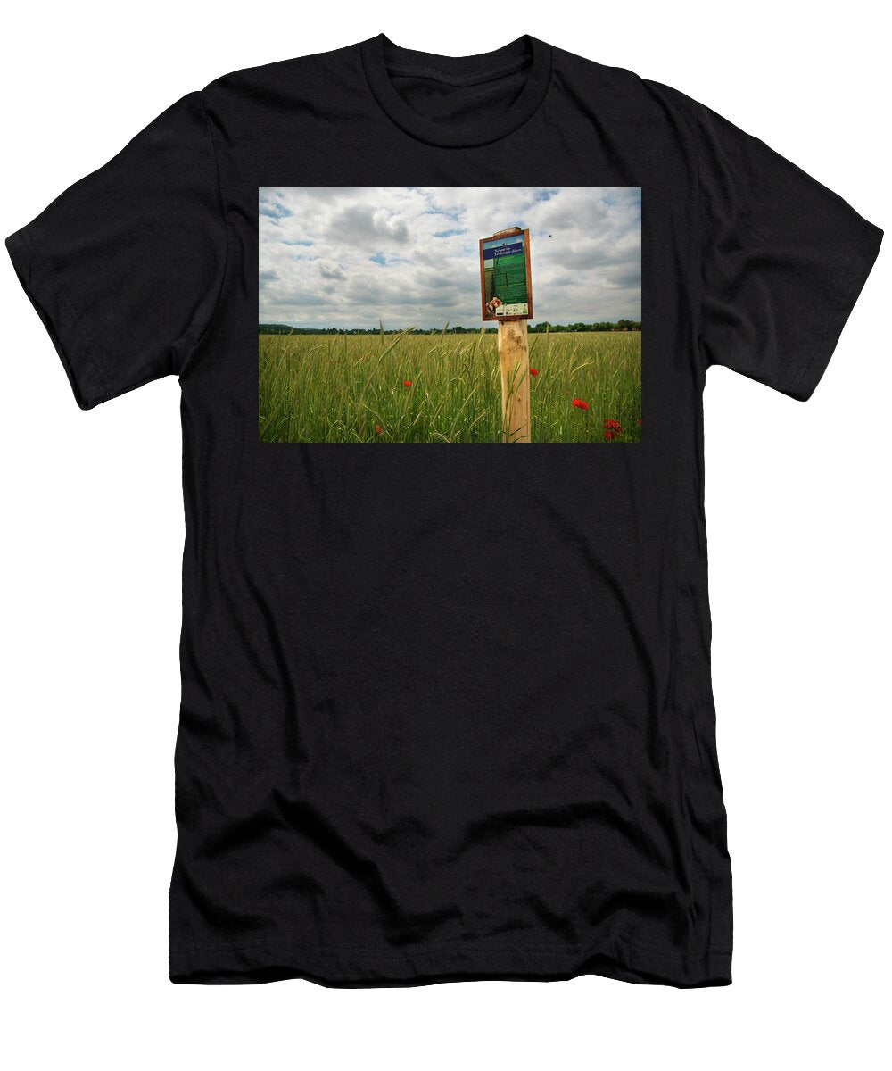 Sign in a Field Stating That It Is a Release Site for Edwin Giesbers Natureplcom T-Shirt