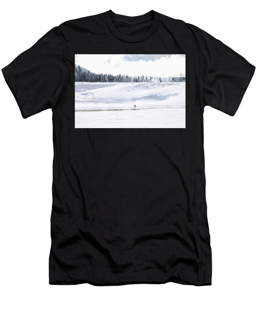 Snowy Yellowstone Wilderness with Lone Coyote Isabella Smedley Nature T-Shirt