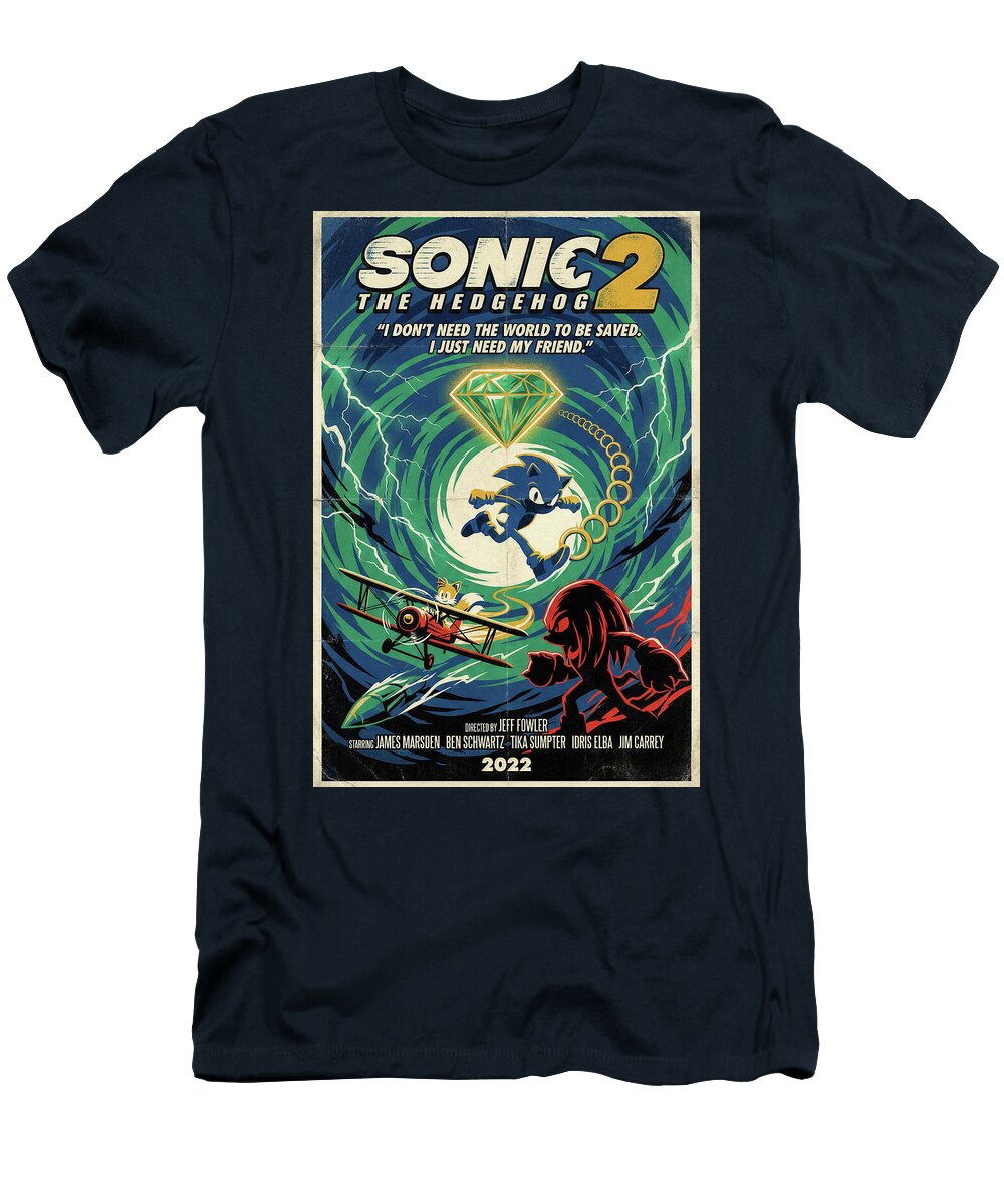 Sonic 2 Minimal Movie Poster Retro Film Poster Vintage 2022 Sampadart Gallery T-Shirt