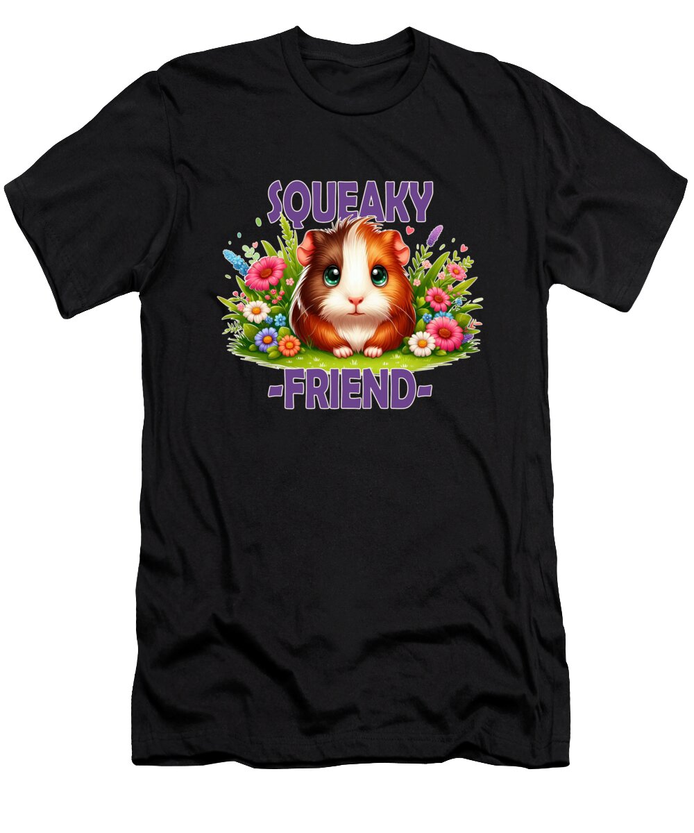 Squeaky Friend Pun Cute Baby Guinea Pig Cartoon Funny Animal Puns Sp Je Art T-Shirt