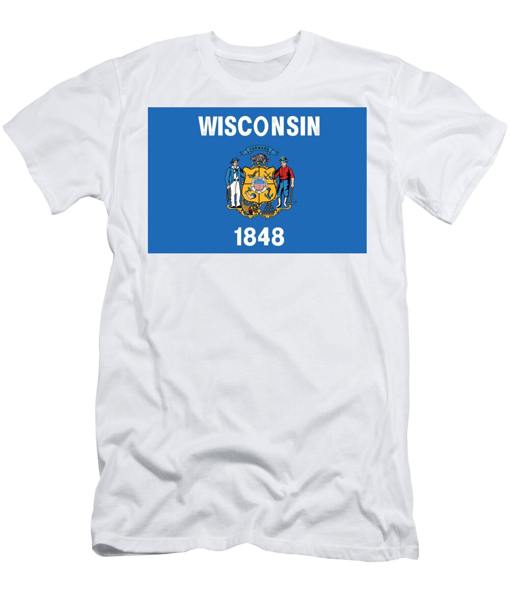 State Flag of Wisconsin American School T-Shirt