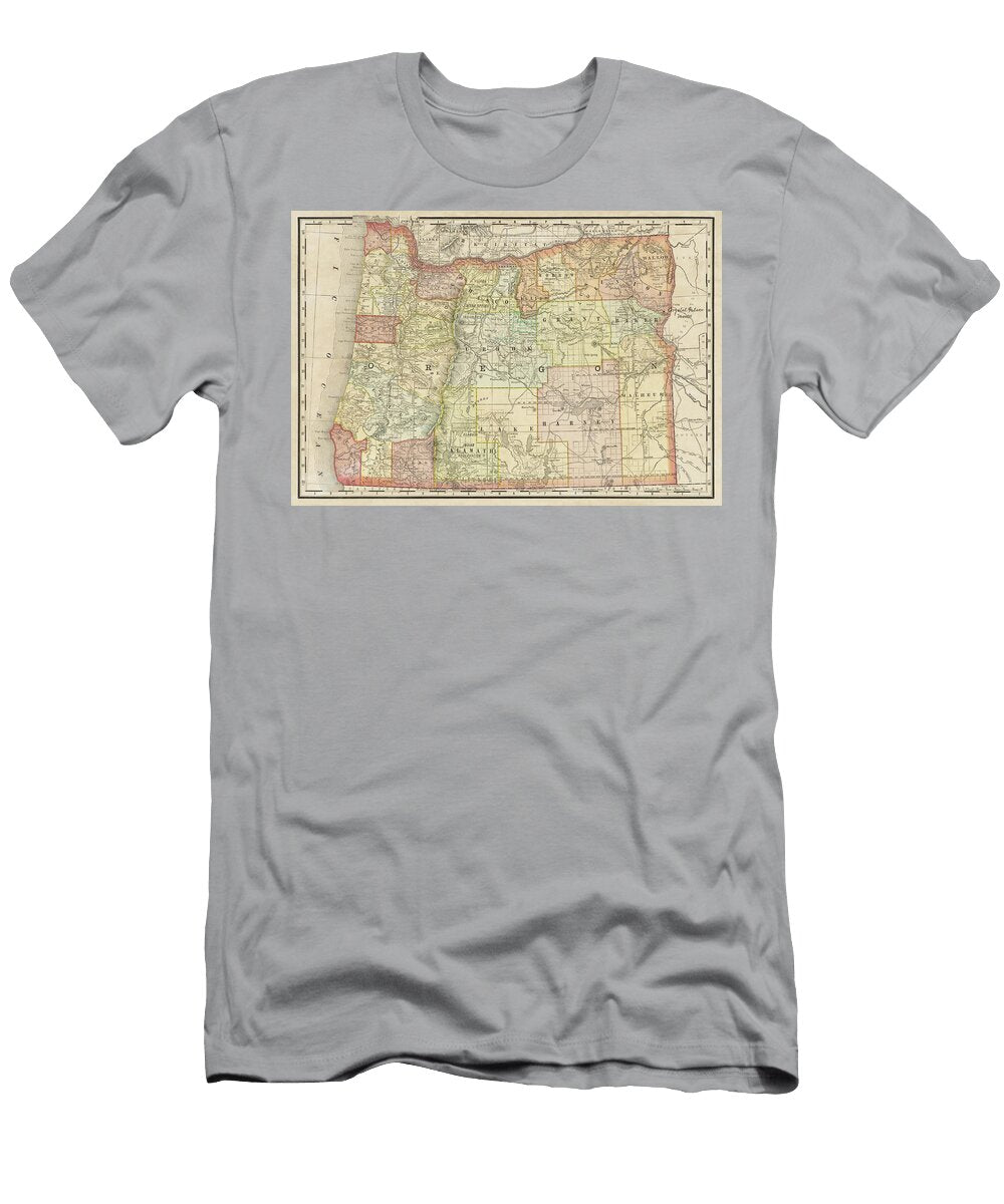State of Oregon Vintage Map 1889 Carol Japp T-Shirt