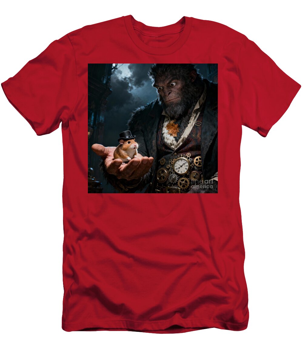 Steampunk Gorilla and Pet Hamster Robert Nelson T-Shirt