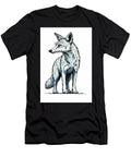 Stylized Illustration of a White Coyote Looking Back Wall Art Prints T-Shirt