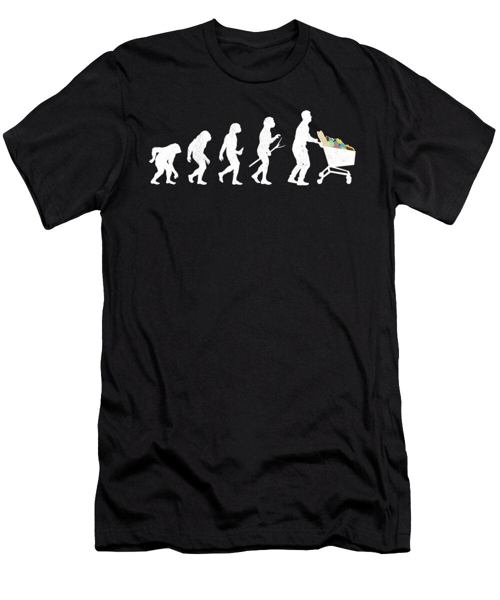 Supermarket Trolley Shopping Customers Evolution Printed Memes T-Shirt