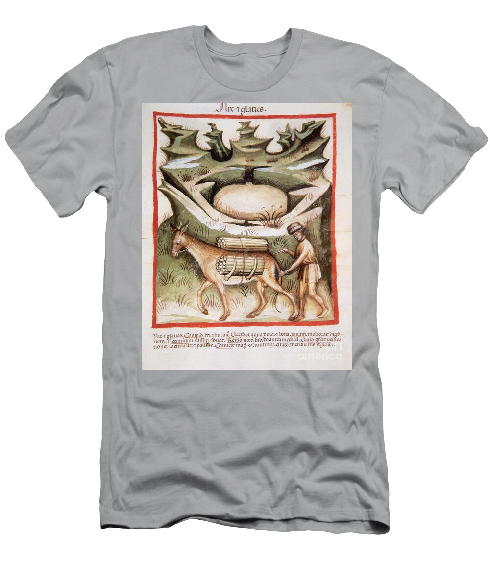 Tacuinum Sanitatis Farmer with a Pack Animal Walking Between the Ice and Snow Unknown Artist T-Shirt