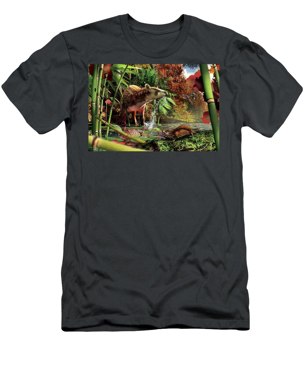 Tapir and Echidna in Lush Forest Julius Csotonyi T-Shirt