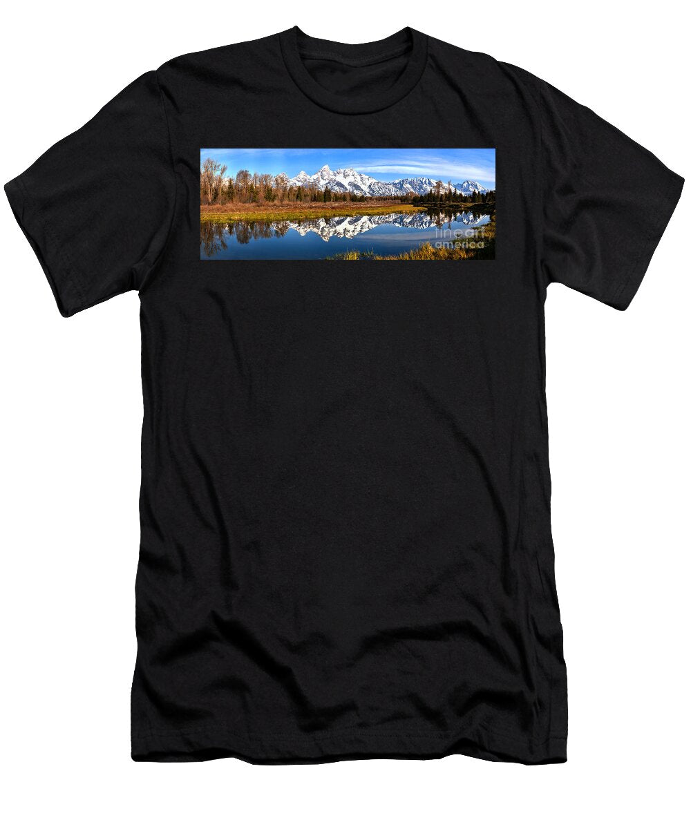 Teton Spring Panoramic Reflections Adam Jewell T-Shirt
