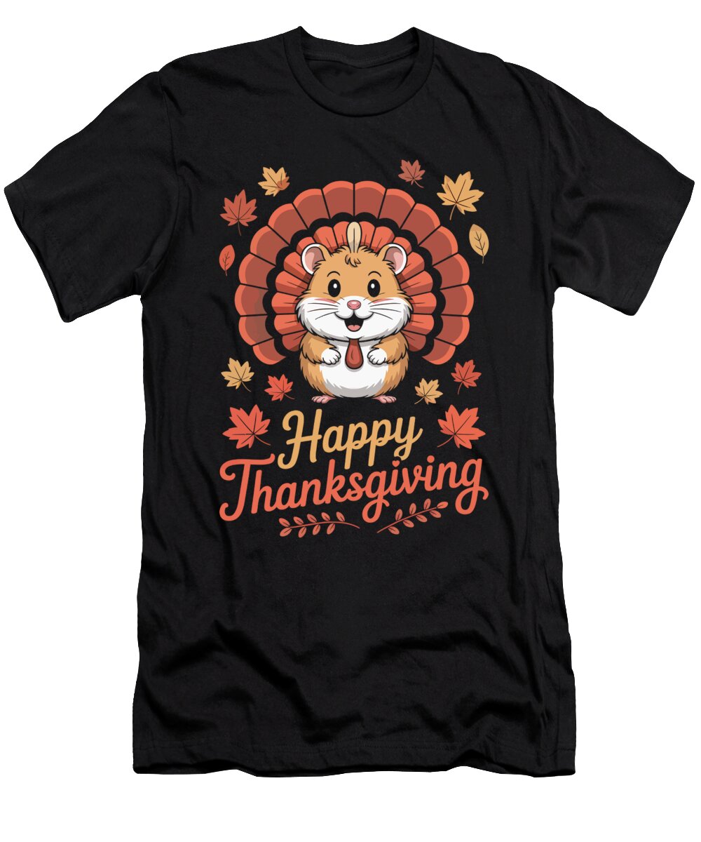 Thanksgiving Hamster with Turkey Feathers Joanna Redesiuk T-Shirt