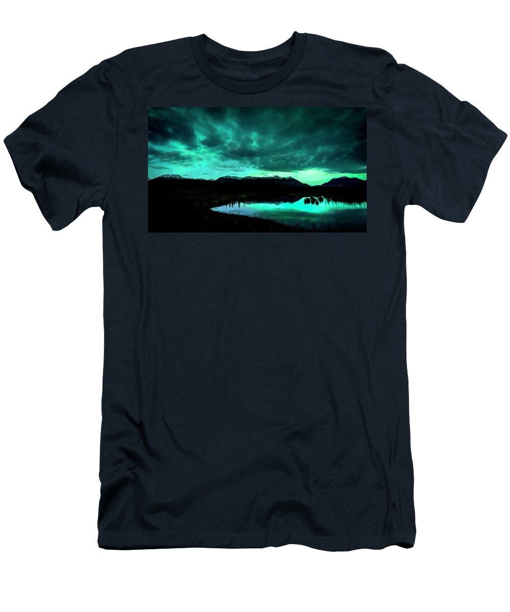 The Aurora Over the Cantwell Beaver Pond David Morefield T-Shirt
