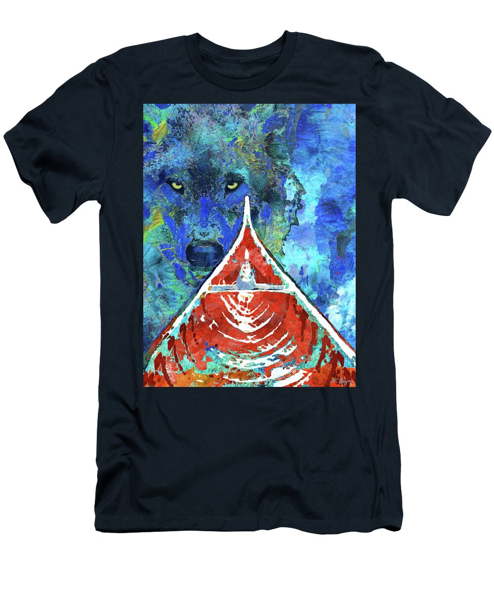 The Calling Wolf Canoe Art Sharon Cummings T-Shirt