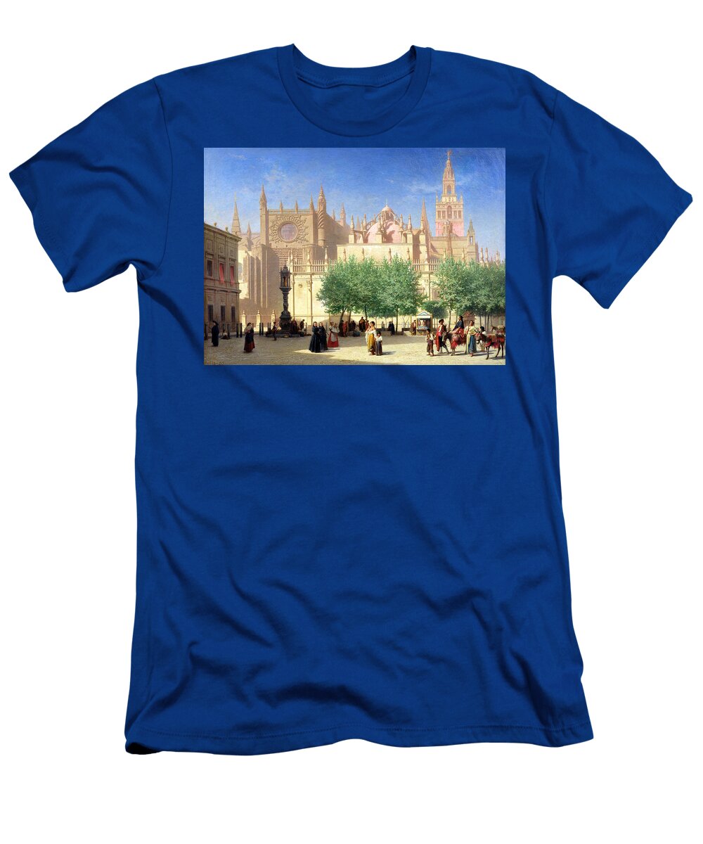 The Cathedral of Seville Oil on Canvas Achille Zo T-Shirt