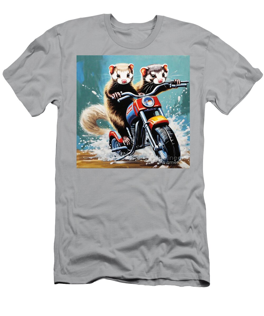 The Ferrets Racing on Motorcycles Clint Mclaughlin T-Shirt