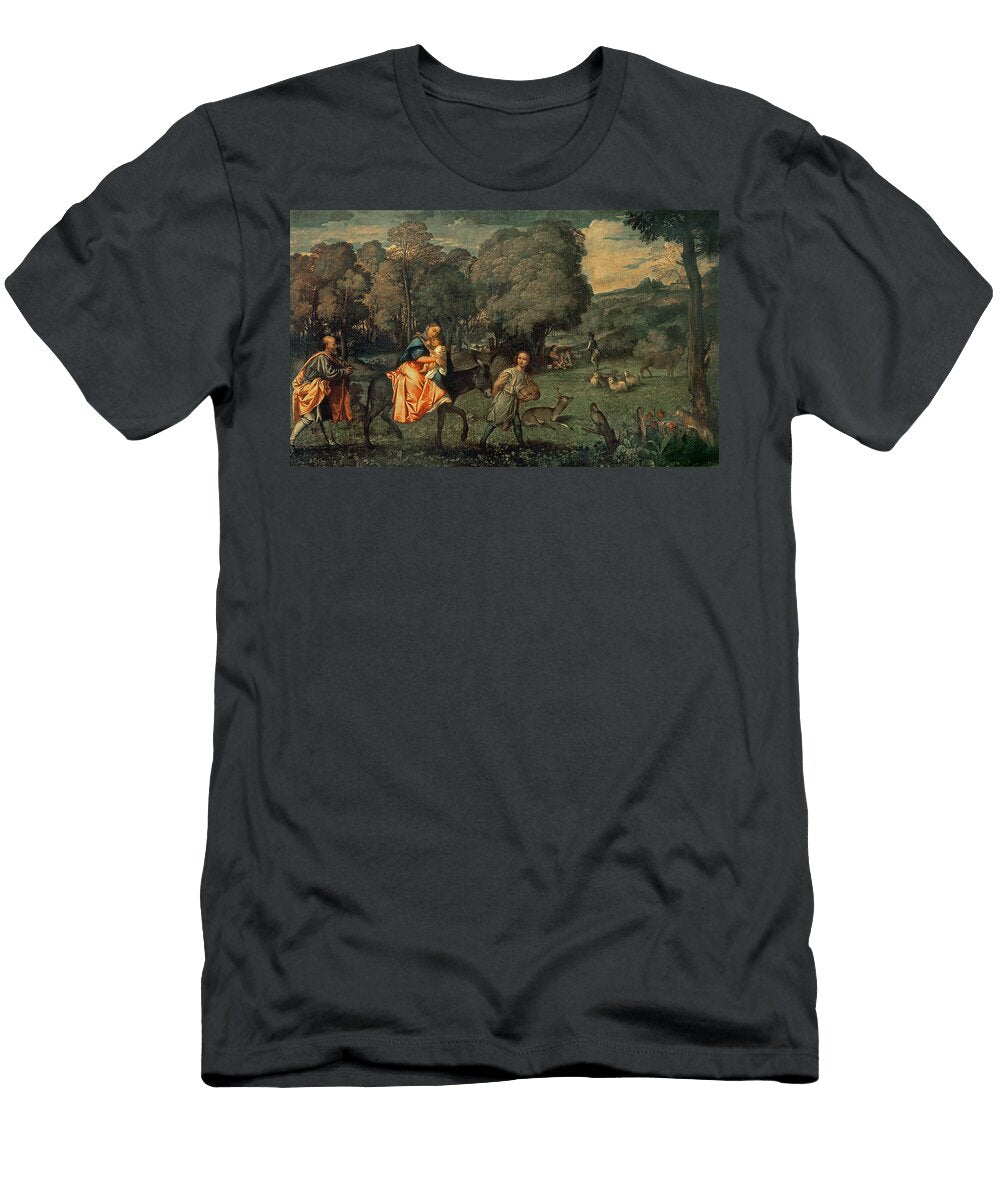 The Flight Into Egypt 1500s Oil on Canvas Titian T-Shirt