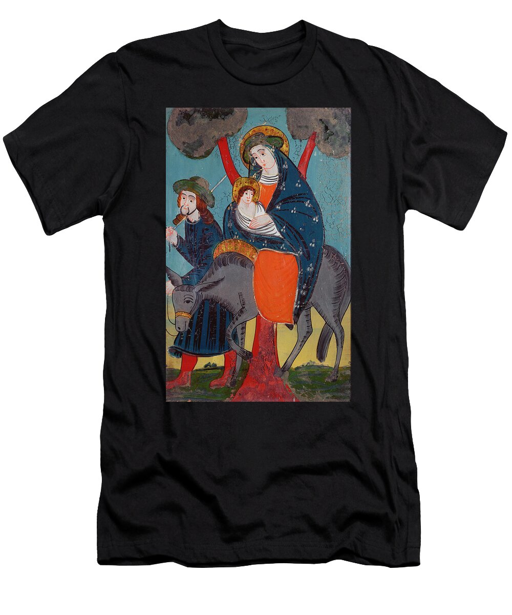 The Flight Into Egypt Glass Painting Austrian School T-Shirt