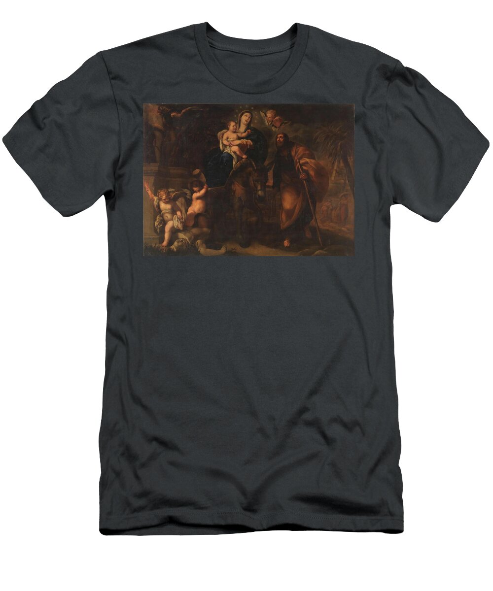 The Flight to Egypt 1697 Oil on Canvas Manuel De Castro T-Shirt