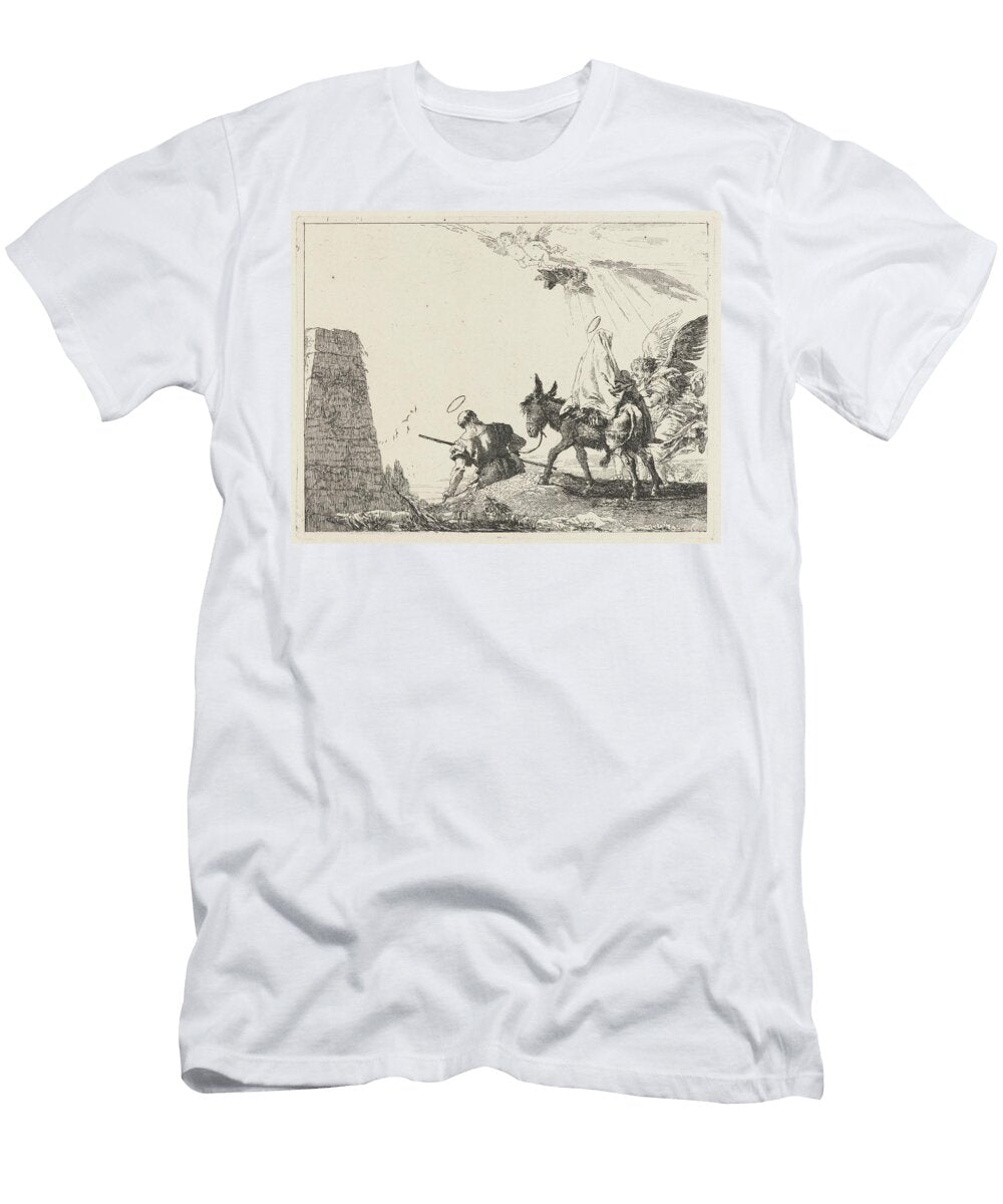 The Flight with Obelisk At the Left Giovanni Domenico Tiepolo T-Shirt