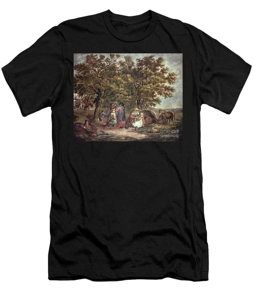 The Gipsies Tent Engraved By Joseph Grozar Color Engraving George Morland T-Shirt