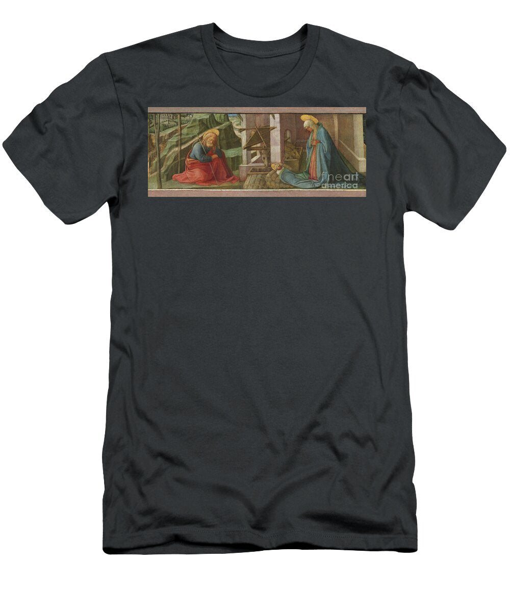The Nativity C1445 Oil on Panel Fra Filippo Lippi T-Shirt