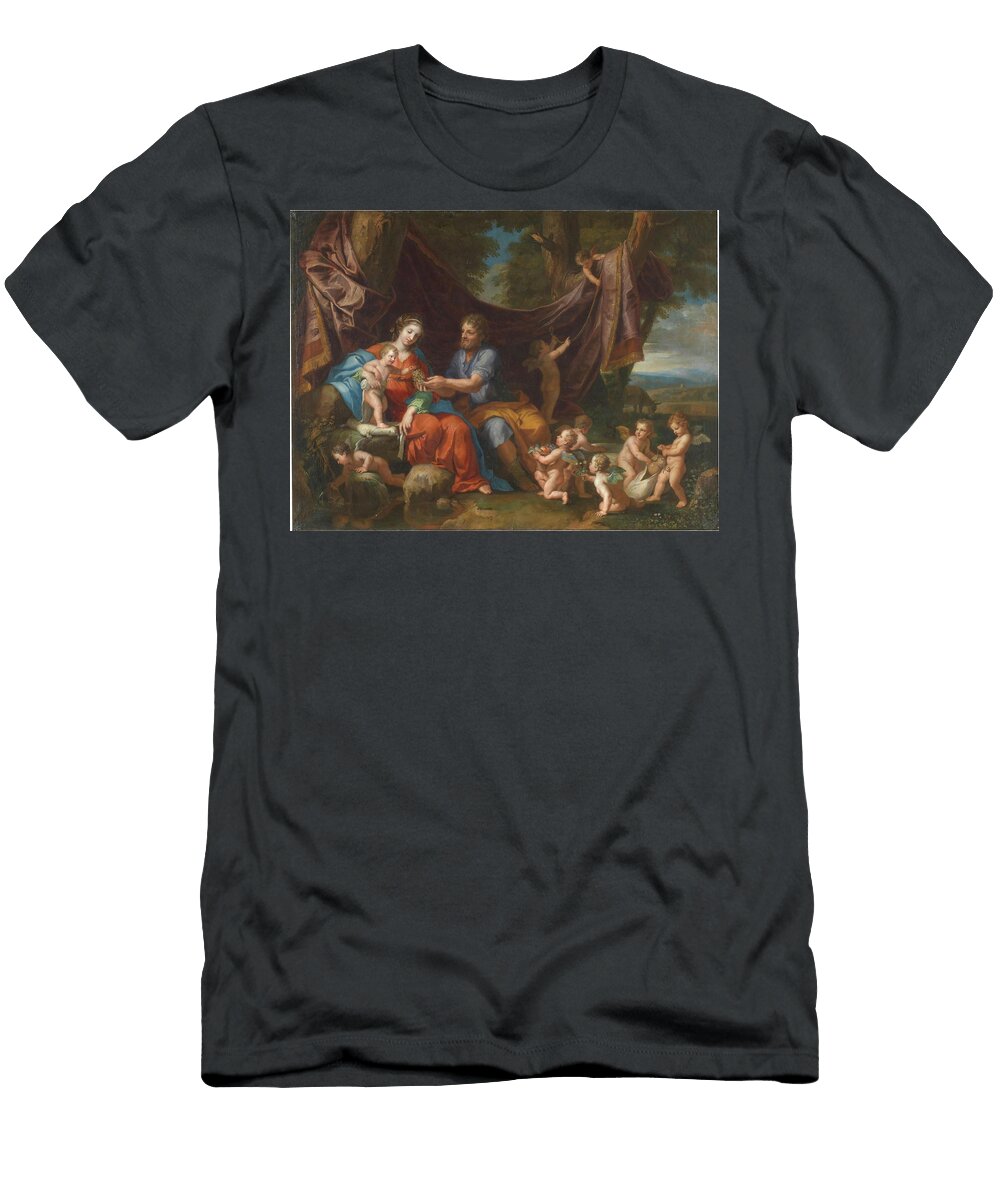 The Rest on the Flight Into Egypt 1652 Oil on Canvas Child Jesus Virgin Mary Jacques Stella 1596 1657 T-Shirt