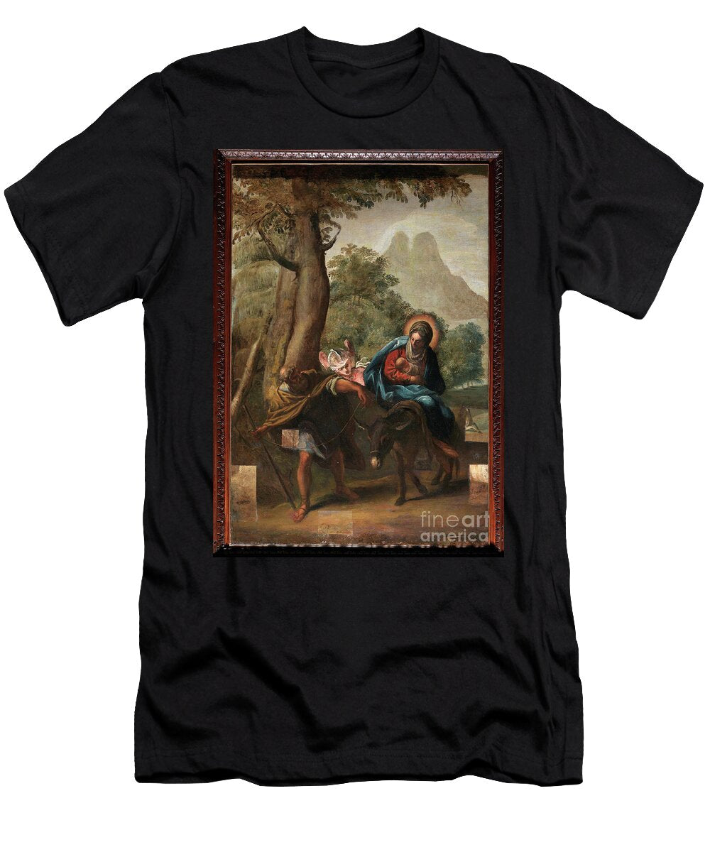 The Rest on the Flight Into Egypt Sala Dellarchivio Oil on Canvas Italian School T-Shirt