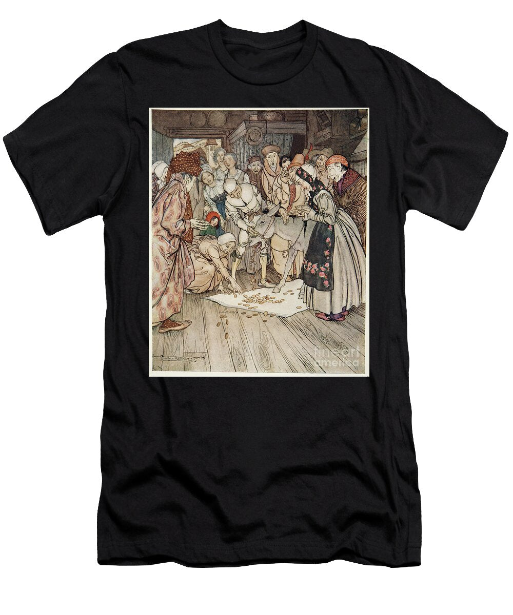 The Wishing Table the God Asss and the Cudgel in the Knapsack From Little Brother and Little Sister and Other Tales By the Brothers Grimm 1917 Arthur Rackham T-Shirt