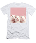 Three Adorable White Hamsters on Pink Thelma Milles T-Shirt