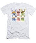 Three Colorful Cartoon Donkeys in Watercolor Style Donkey Mounir Khalfouf T-Shirt